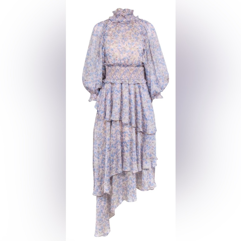 Eliatt Floral Ruffle Maxi Dress in Periwinkle Size Extra Small - Picture 2 of 5